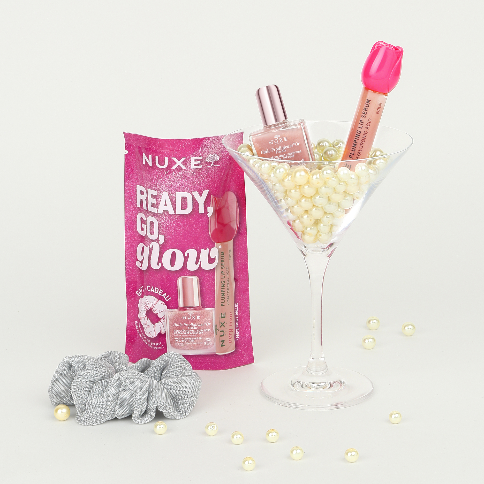 Nuxe - Ready, Go, Glow - Very Rose Siero Labbra Rimpolpante 8 ml + Huile Prodigieuse Or Florale 10 ml