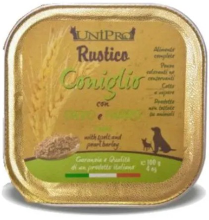 UNIPRO CANE RUSTICO CONIGLIO ORZO FARRO 100GR (vaschetta)