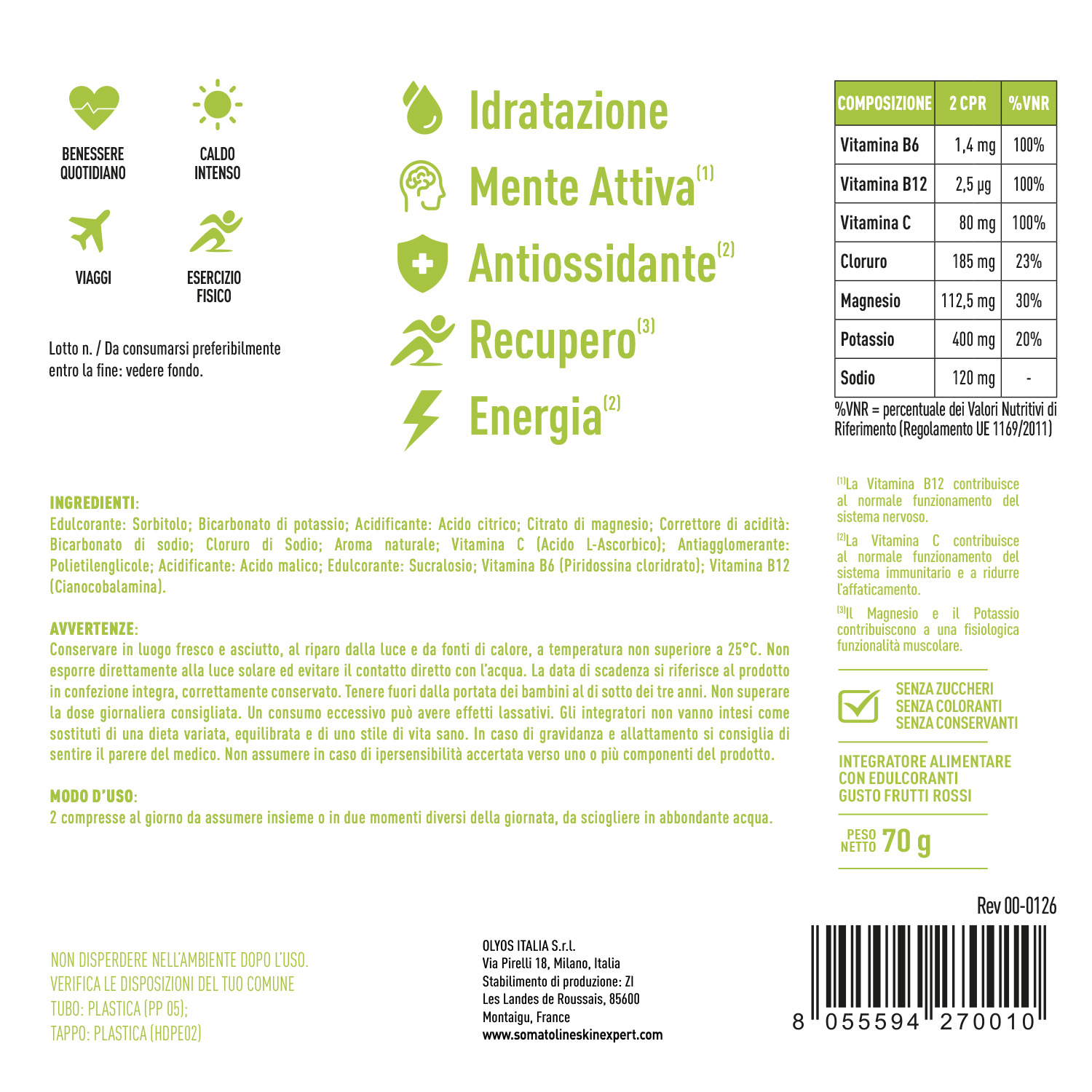 Somatoline SkinExpert Hydrop 20 Compresse Effervescenti Gusto Mango & Passion Fruit - Integratore Per Il Metabolismo Energetico