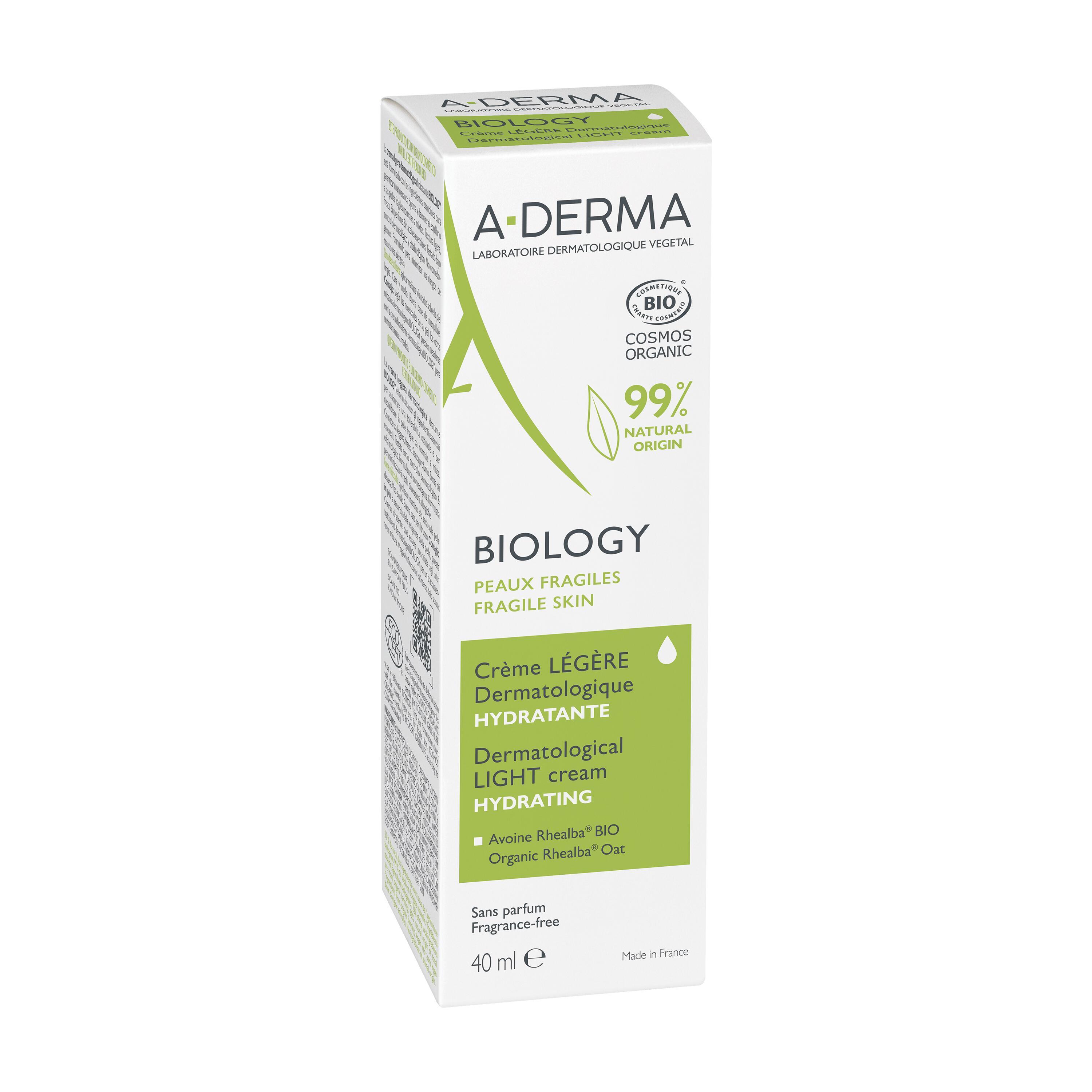 A-Derma Biology - Crema Leggera Dermatologica Idratante Per Pelle Normale E Mista 40 ml