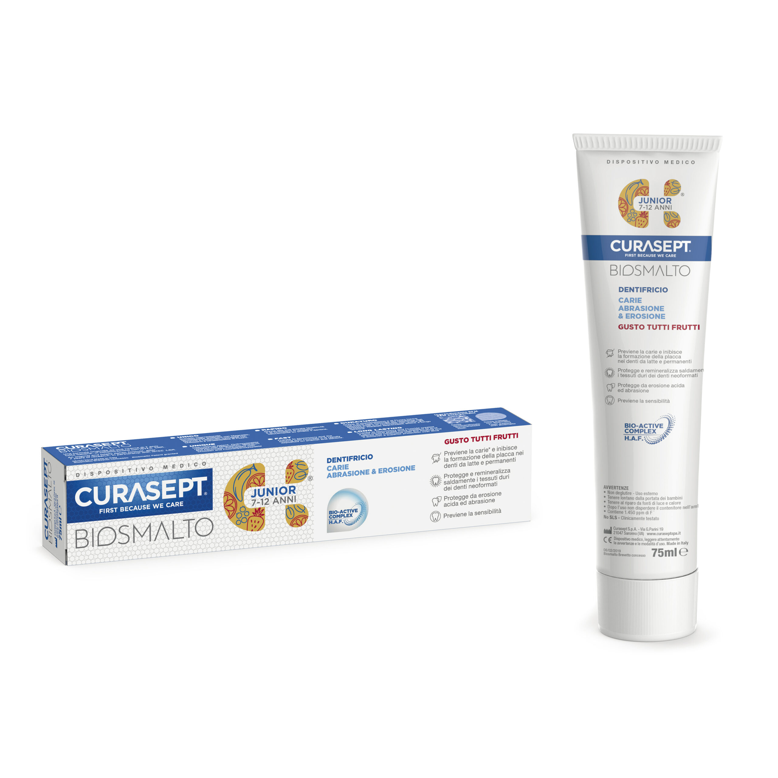 Curasept Biosmalto Dentifricio Protezione Carie Junior 7-12 anni 75 ml