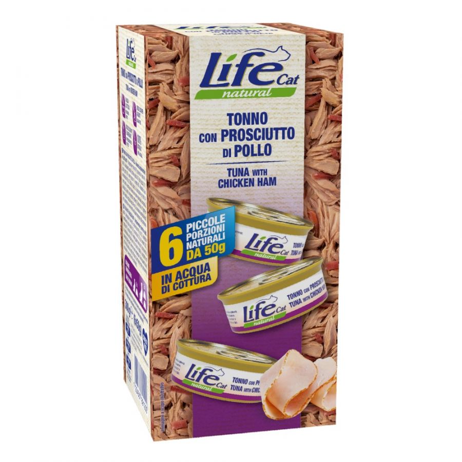 LIFEPETCARE LIFE GATTO NATURAL TONNO PROSCIUTTO DI POLLO 6x50GR (lattina) MULTIPACK