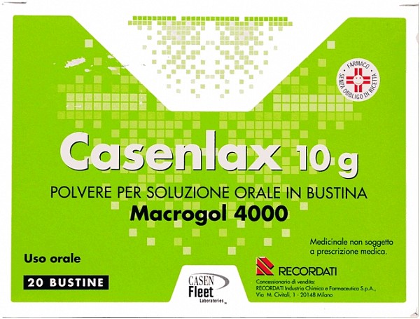 Casenlax - Macrogol 4000 Lassativo - Polvere per soluzione orale - 20 Bustine Casenlax - Macrogol 4000 Lassativo - Polvere per soluzione orale - 20 Bustine