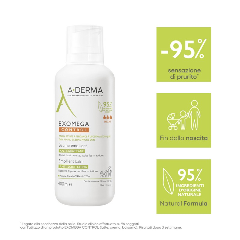 A-DERMA EXOMEGA CONTROL Balsamo Emolliente Anti Grattage 400mL A-DERMA EXOMEGA CONTROL Balsamo Emolliente Anti Grattage 400mL