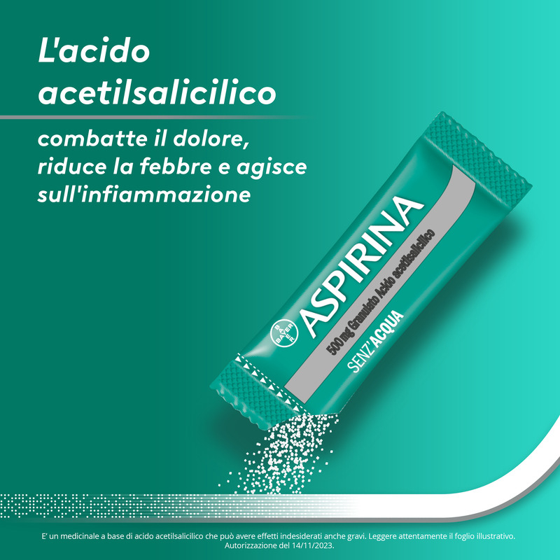 Aspirina in Granuli Senza Acqua, Antidolorifico e Antinfiammatorio contro Mal di Testa, Dolore e Infiammazione, Aroma Cola, 10 Buste orosolubili Aspirina in Granuli Senza Acqua, Antidolorifico e Antinfiammatorio contro Mal di Testa, Dolore e Infiammazione, Aroma Cola, 10 Buste orosolubili