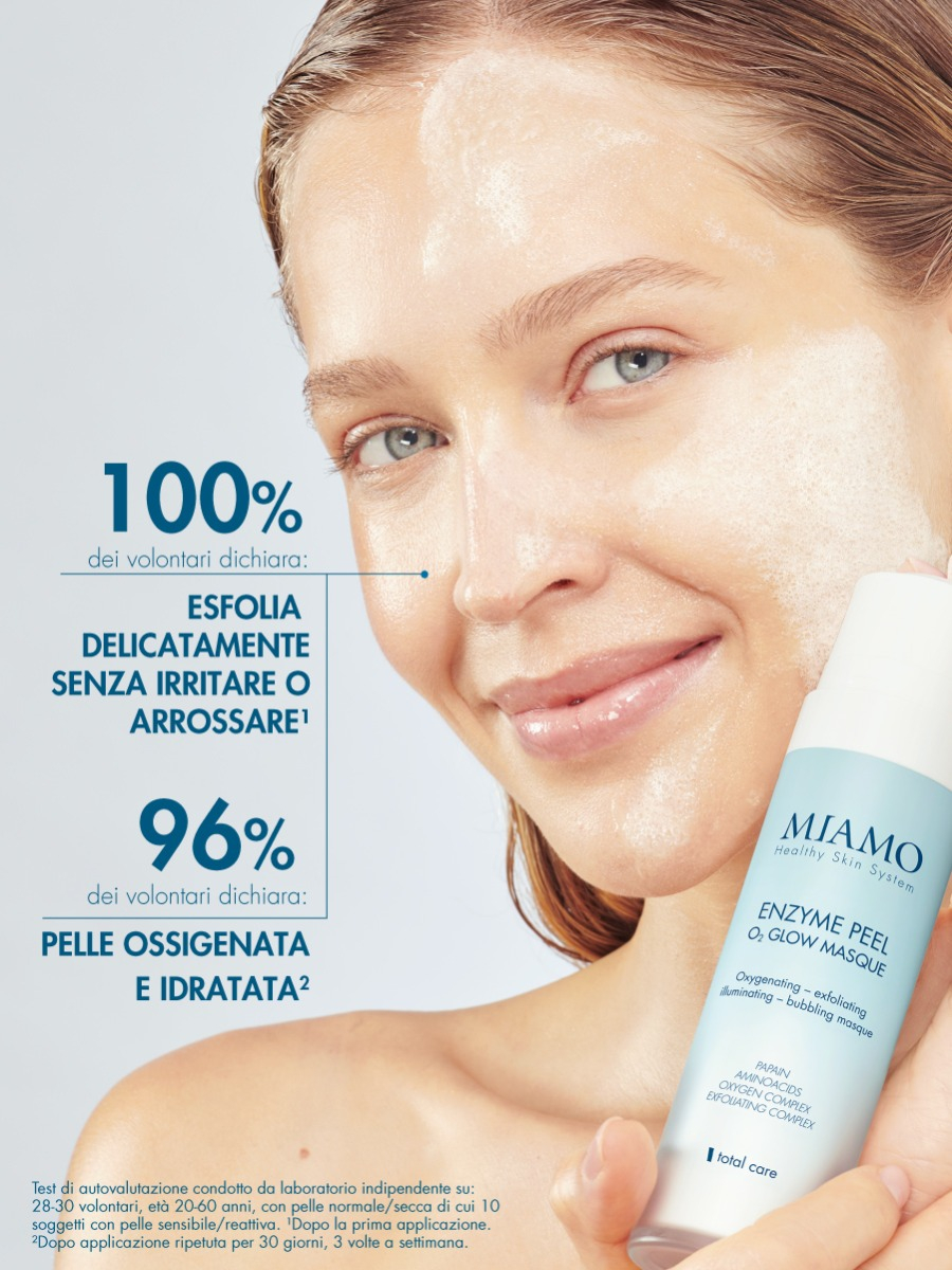 Miamo Enzyme Peel O2 Glow Peel - Maschera Esfoliante Viso 2 Flaconi Da 45 ml