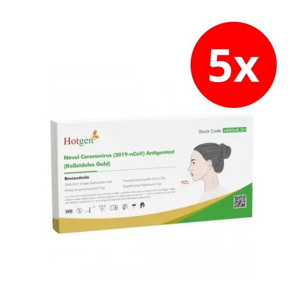 Hotgen Test Coronavirus (2019-nCoV) Tampone antigenico rapido CONFEZIONE DA 5 PEZZI