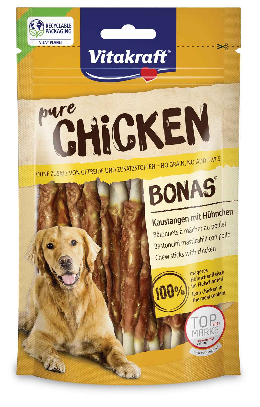 VITAKRAFT CANE SNACK PURE CHICKEN BONAS BASTONCINI MASTICABILI CON POLLO 80GR