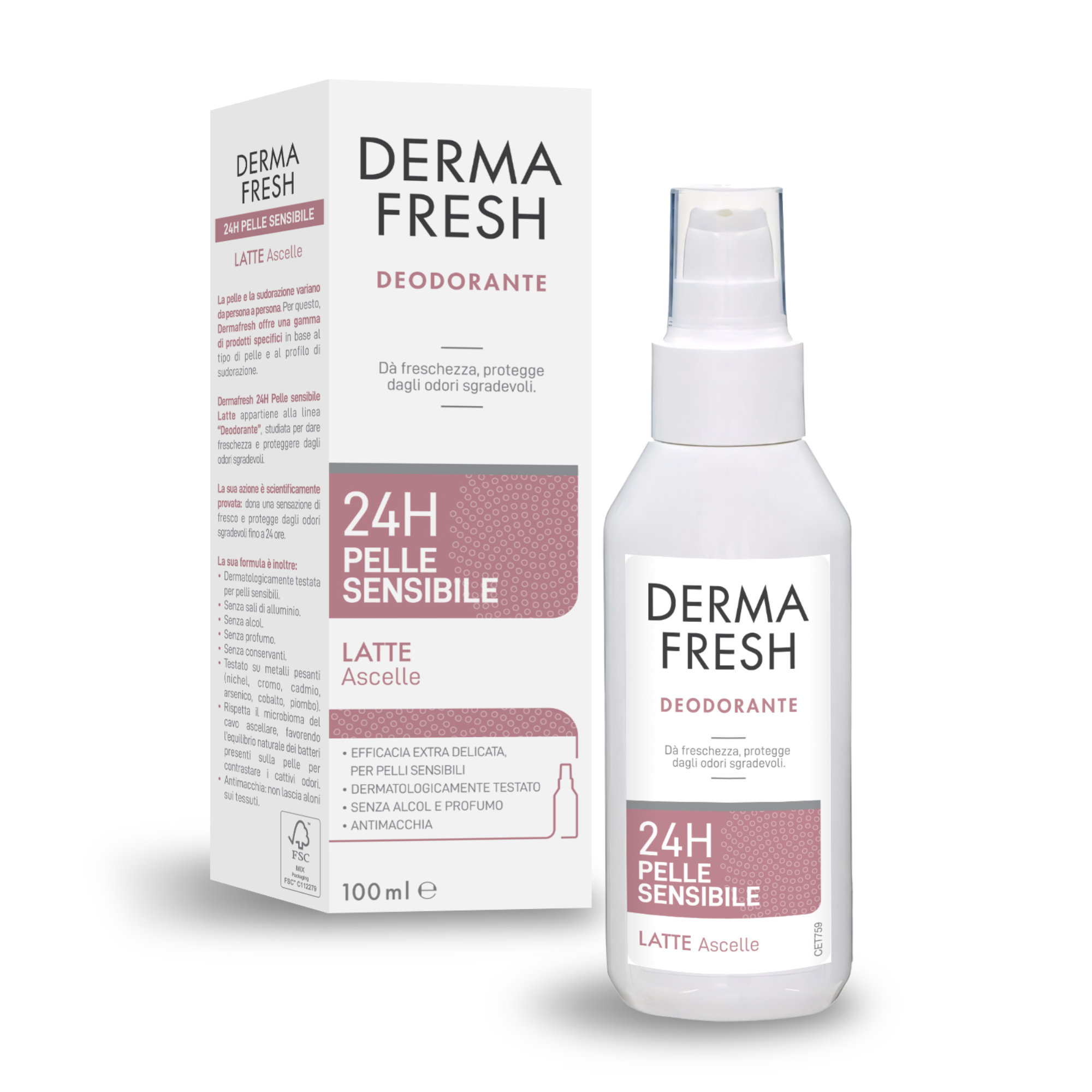 Dermafresh 24H Pelle Sensibile - Deodorante Per Ascelle Latte 100 ml