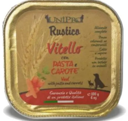 UNIPRO CANE RUSTICO VITELLO PASTA CAROTE 100GR (vaschetta)