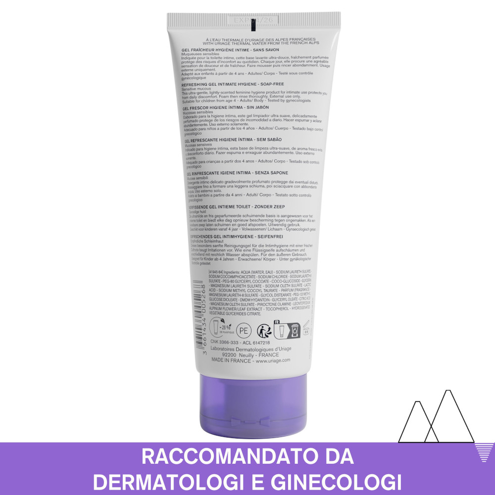 URIAGE GYN-PHY Gel schiumogeno detergente intimo rinfrescante per l'igiene quotidiana delle zone intime 200ML