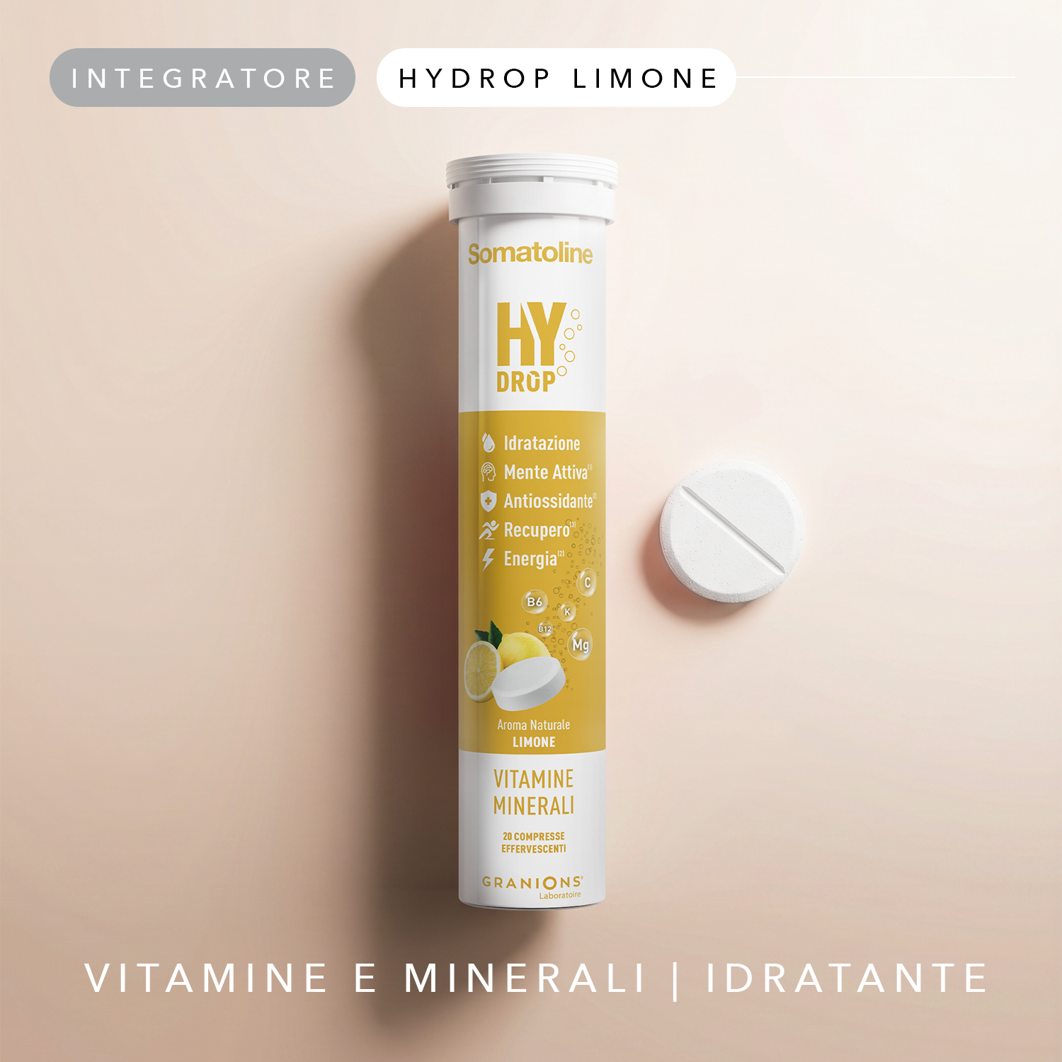 Somatoline SkinExpert Hydrop 20 Compresse Effervescenti Gusto Limone - Integratore Per Il Metabolismo Energetico