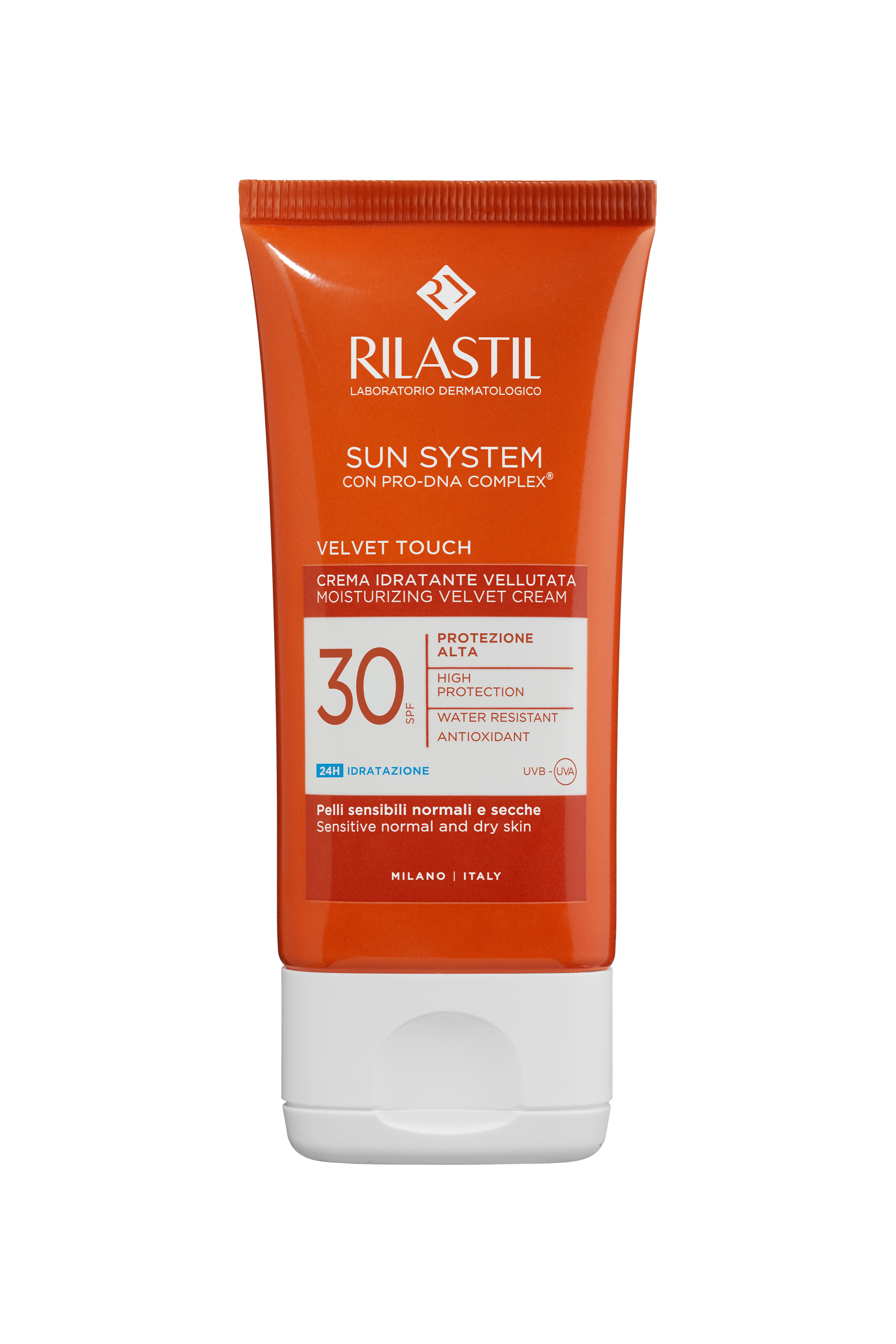 Rilastil Sun System Velvet Touch - Crema Solare Idratante Vellutata SPF30 Per Pelle Sensibile, Normale E Secca 50 ml