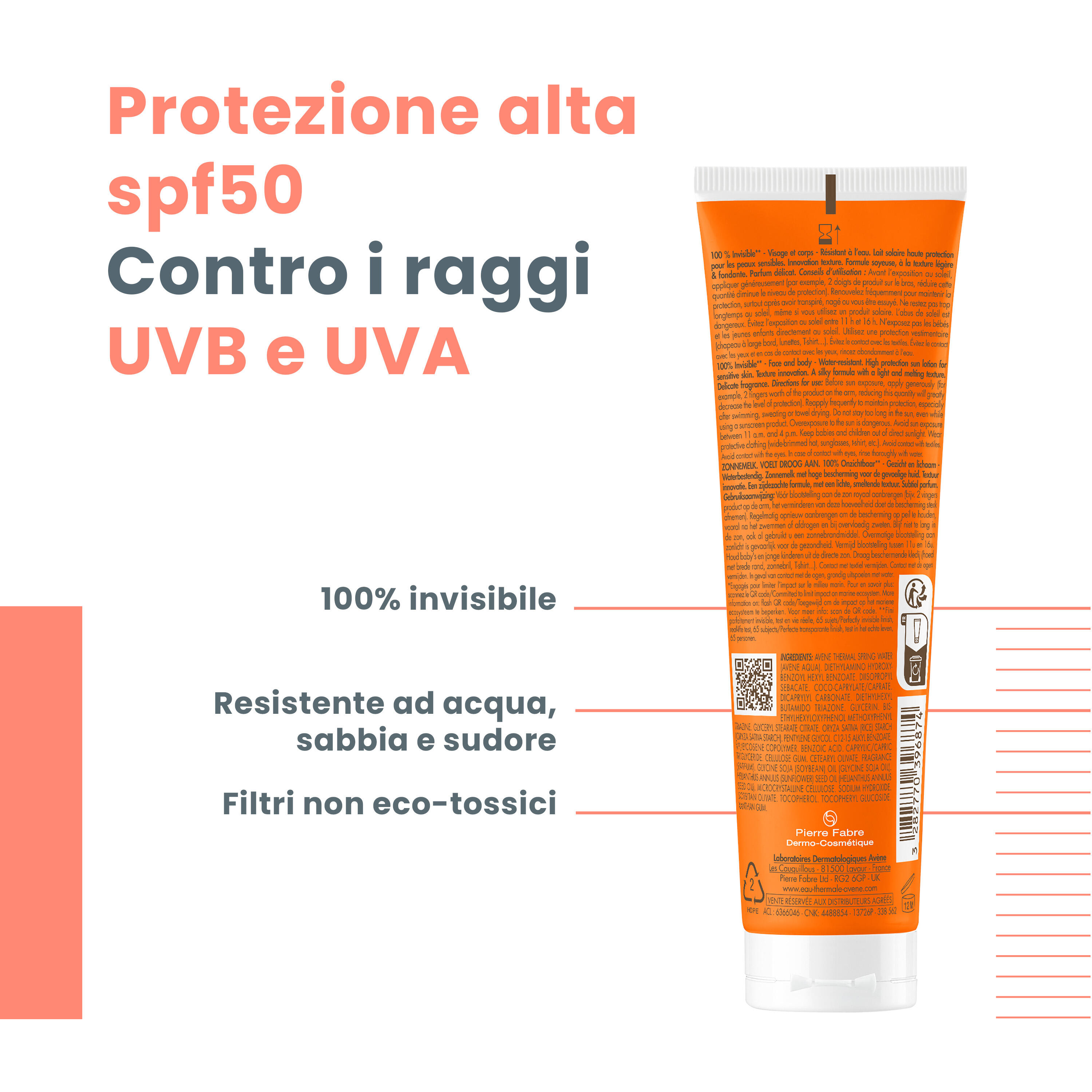 Avène - Latte Solare Invisibile SPF50 Corpo 100 ml