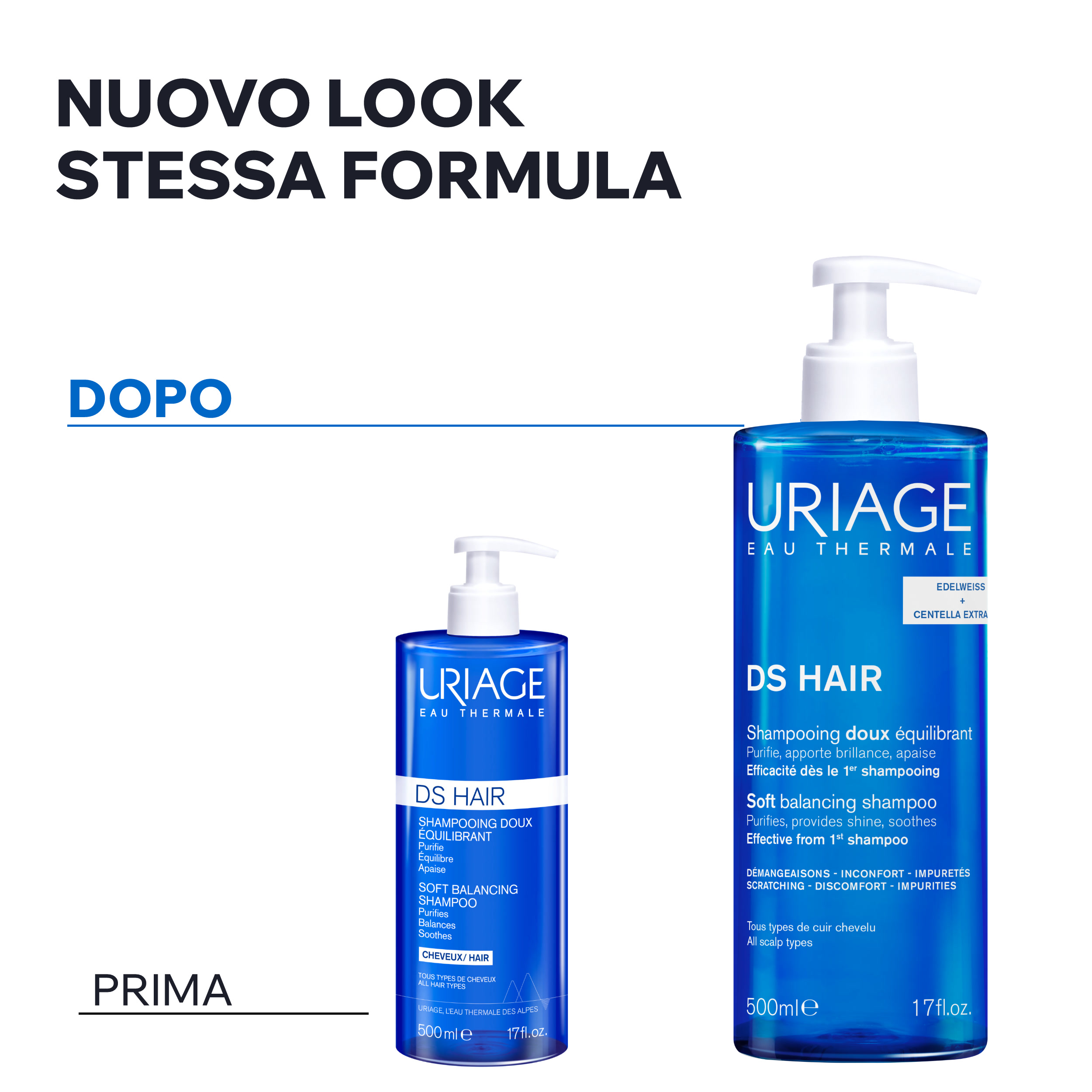 Uriage DS Hair - Shampoo Delicato Riequilibrante Per Tutti I Tipi Di Capelli 500 ml