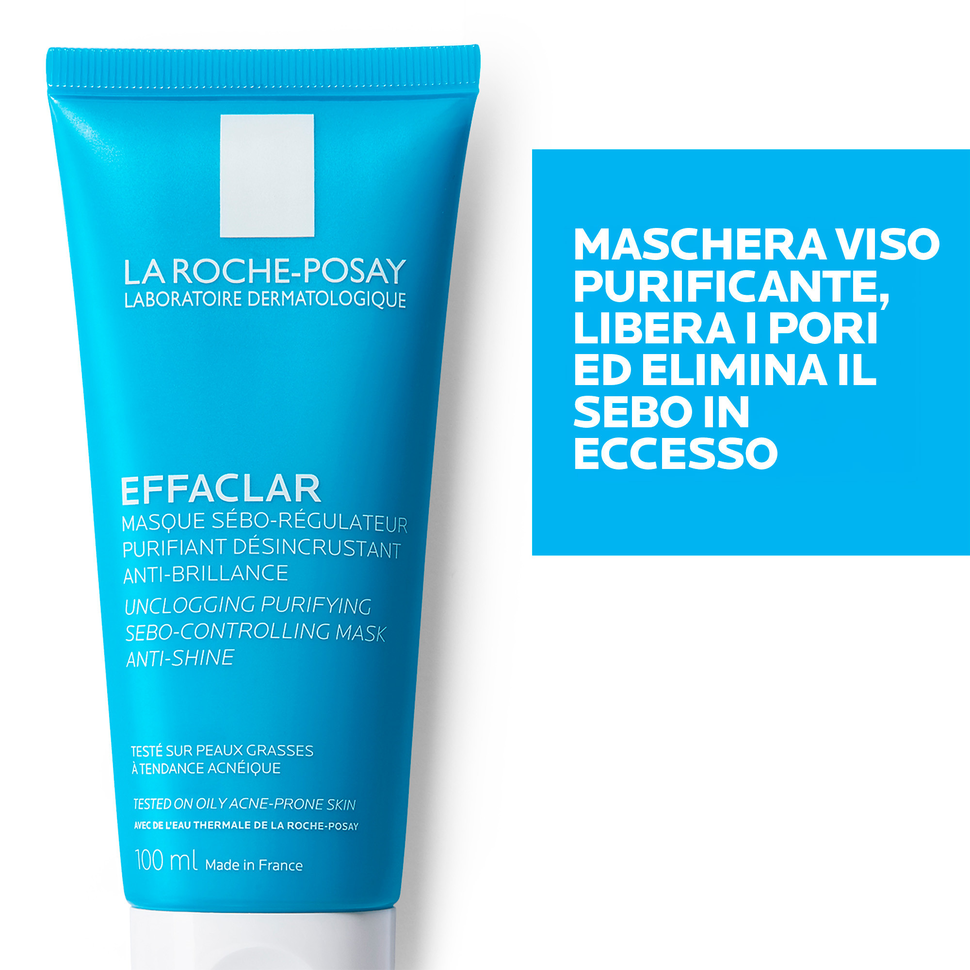 La Roche-Posay Effaclar - Maschera Sebo-Regolatrice Viso Per Pelle Mista, Grassa O A Tendenza Acneica 100 ml