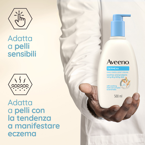 Aveeno Dermexa Crema Idratante Per Pelle Molto Secca e con Prurito, adatto per pelle con tendenza atopica e soggetta a eczema, Senza Profumo 500 ml Aveeno Dermexa Crema Idratante Per Pelle Molto Secca e con Prurito, adatto per pelle con tendenza atopica e soggetta a eczema, Senza Profumo 500 ml