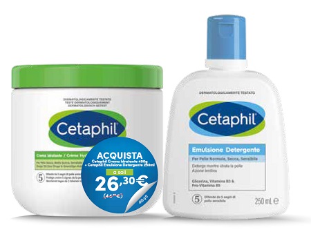 Cetaphil Bipack Crema Idratante 450g + Detergente Viso 250mL Cetaphil Bipack Crema Idratante 450g + Detergente Viso 250mL