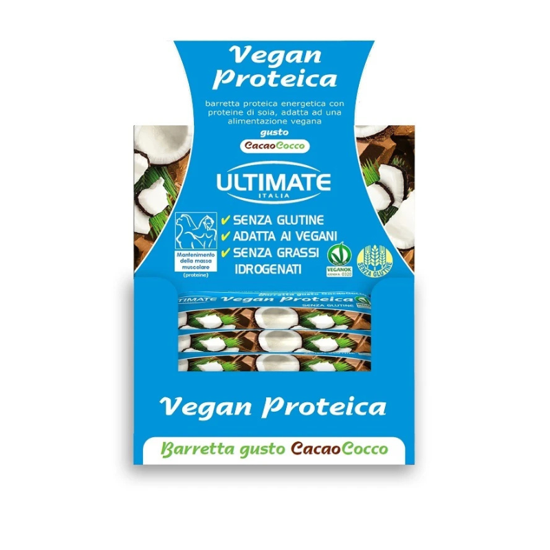 Ultimate Italia - 24 Barrette Proteiche Vegane Gusto Cacao E Cocco Da 40 g
