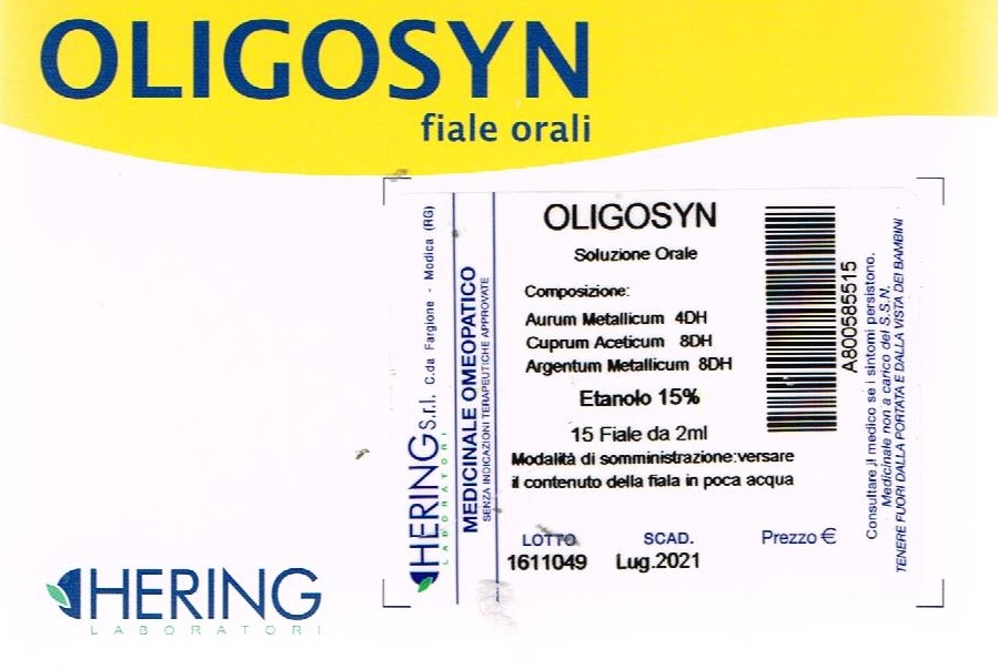 Hering Oligosyn soluzione orale rame/argento/oro 15 fiale da 2 ml medicinale omeopatico