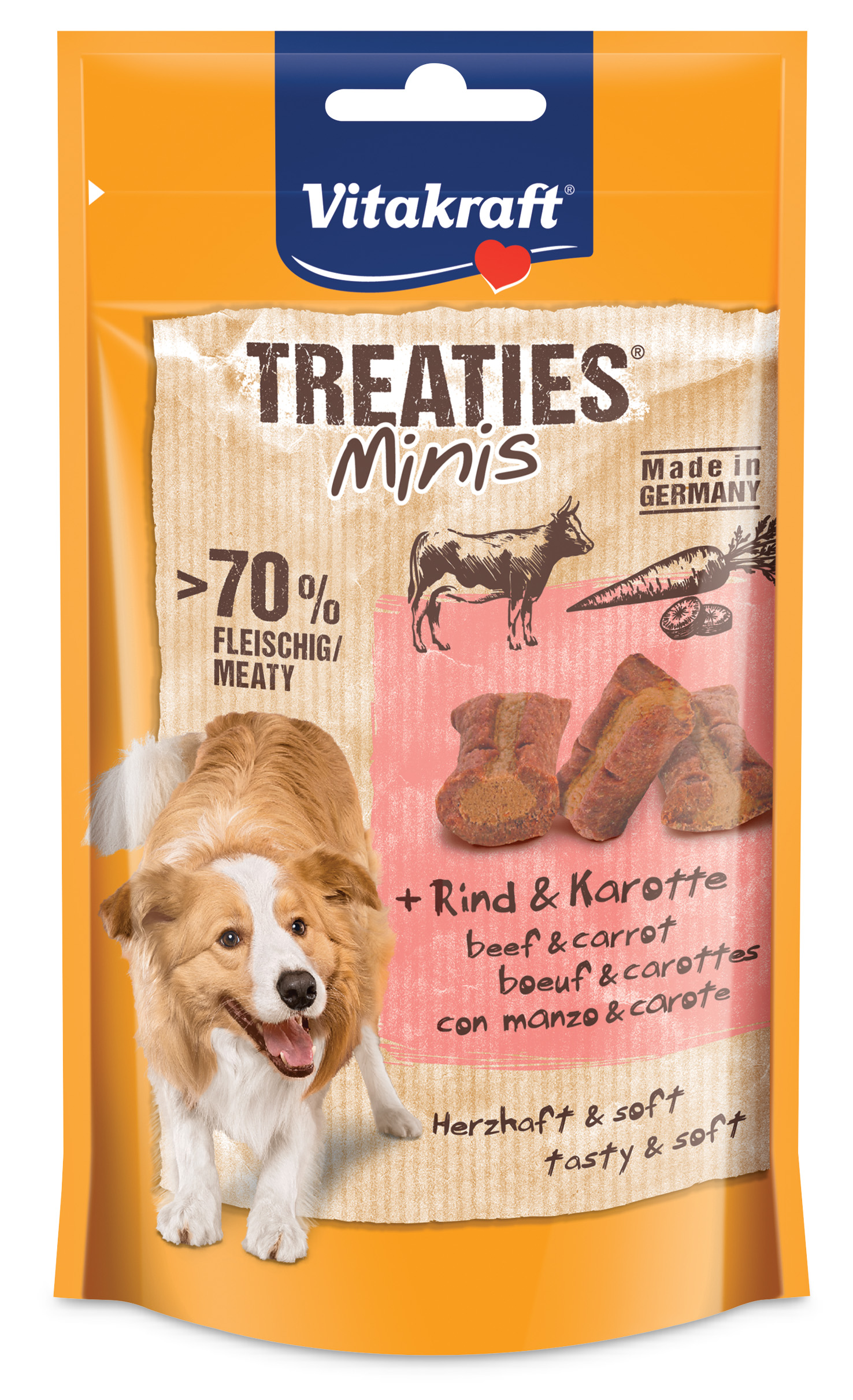 VITAKRAFT CANE SNACK TREATIES MINIS CON MANZO E CAROTE 48GR