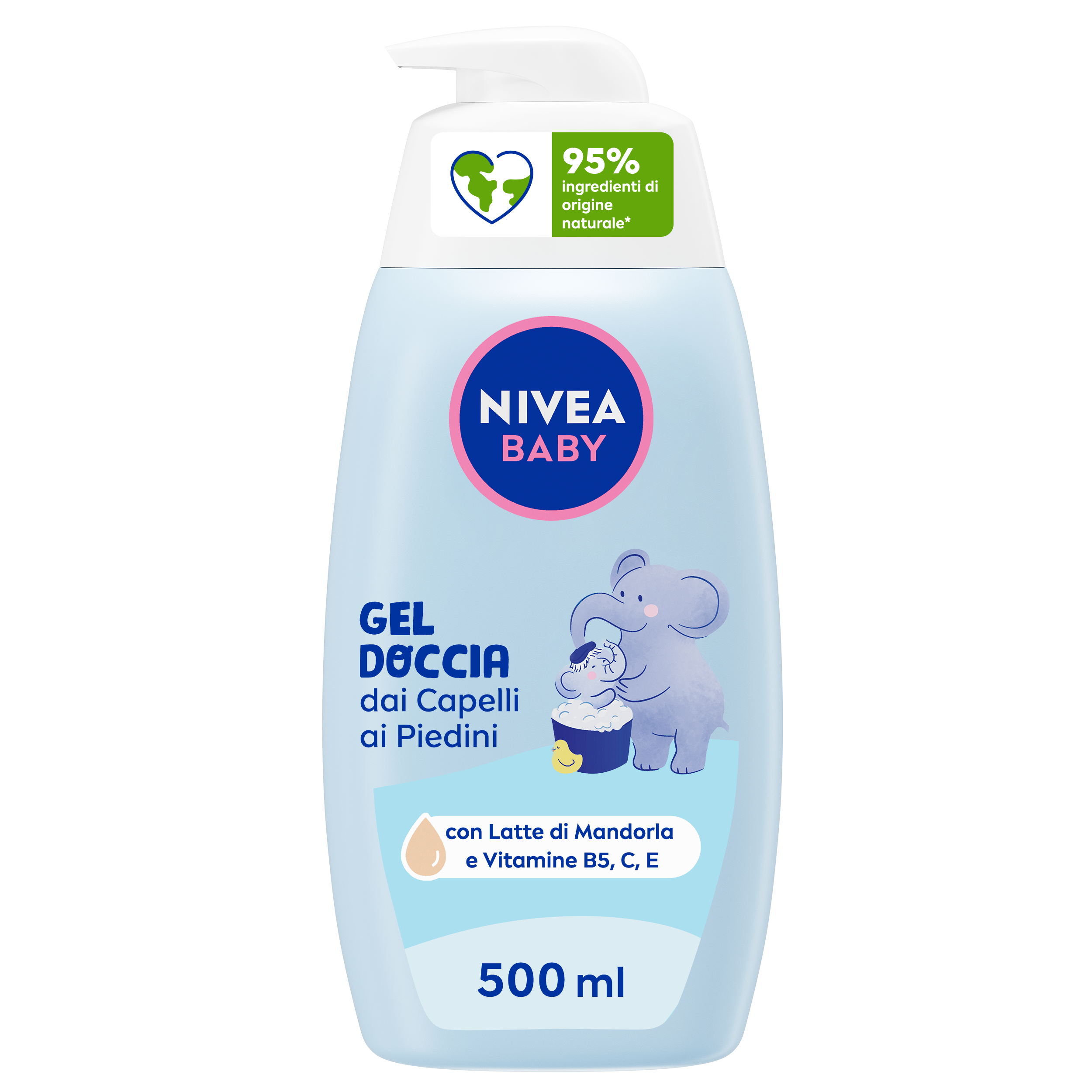 Nivea Baby Gel Doccia dai Capelli ai Piedini 500 ml, Detergente neonato per pelle e capelli puliti