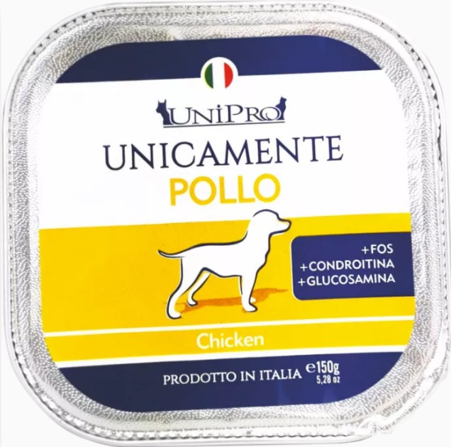 UNIPRO CANE MONOPROTEICO POLLO 150GR (vaschetta)