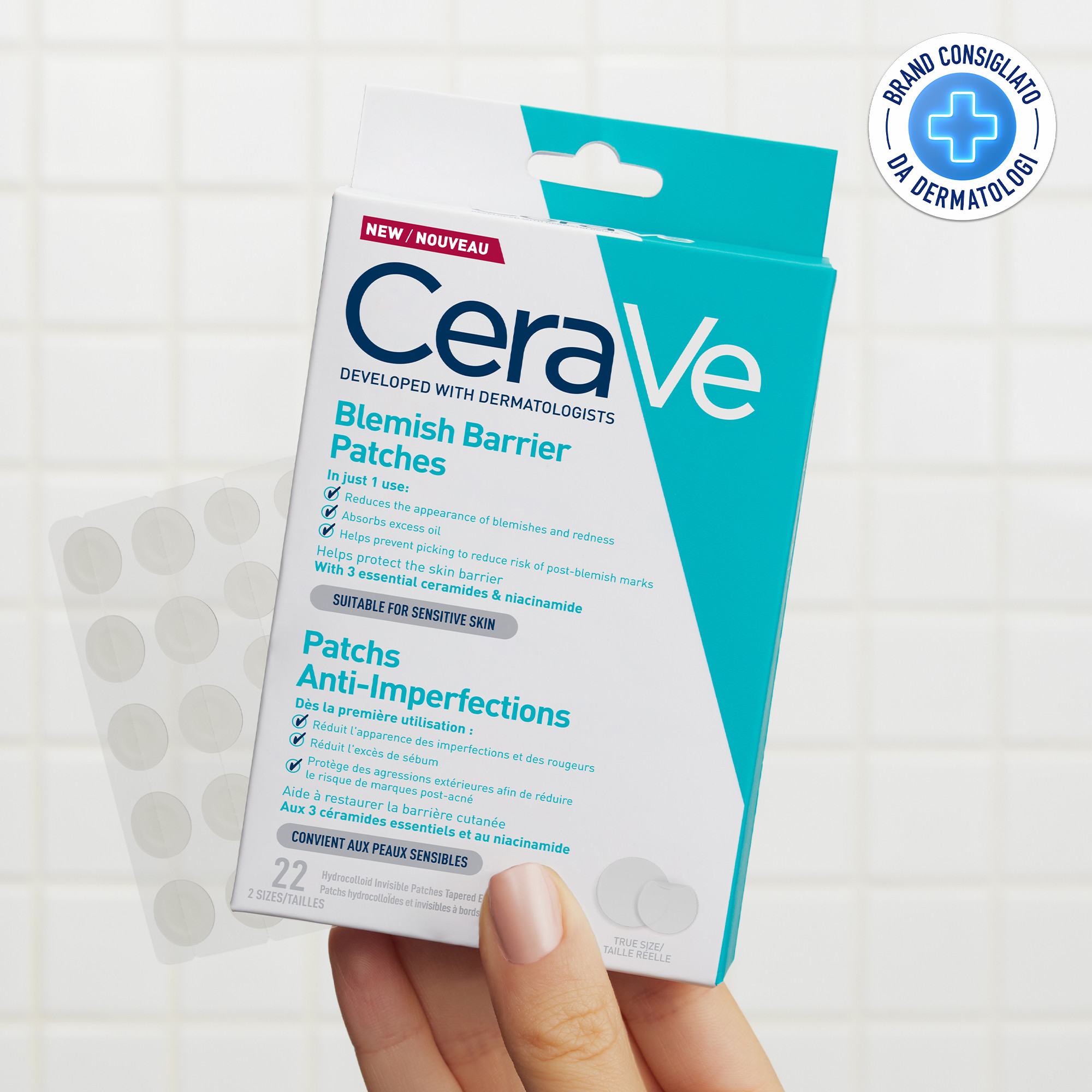 CeraVe Patches Idrocolloidali Anti Brufoli, Per Pelli a Tendenza Acneica, Trasparenti e Invisibili sulla Pelle, Non lascia segni, Con Niacinamide e 3 Ceramidi Essenziali, 22 Pezzi