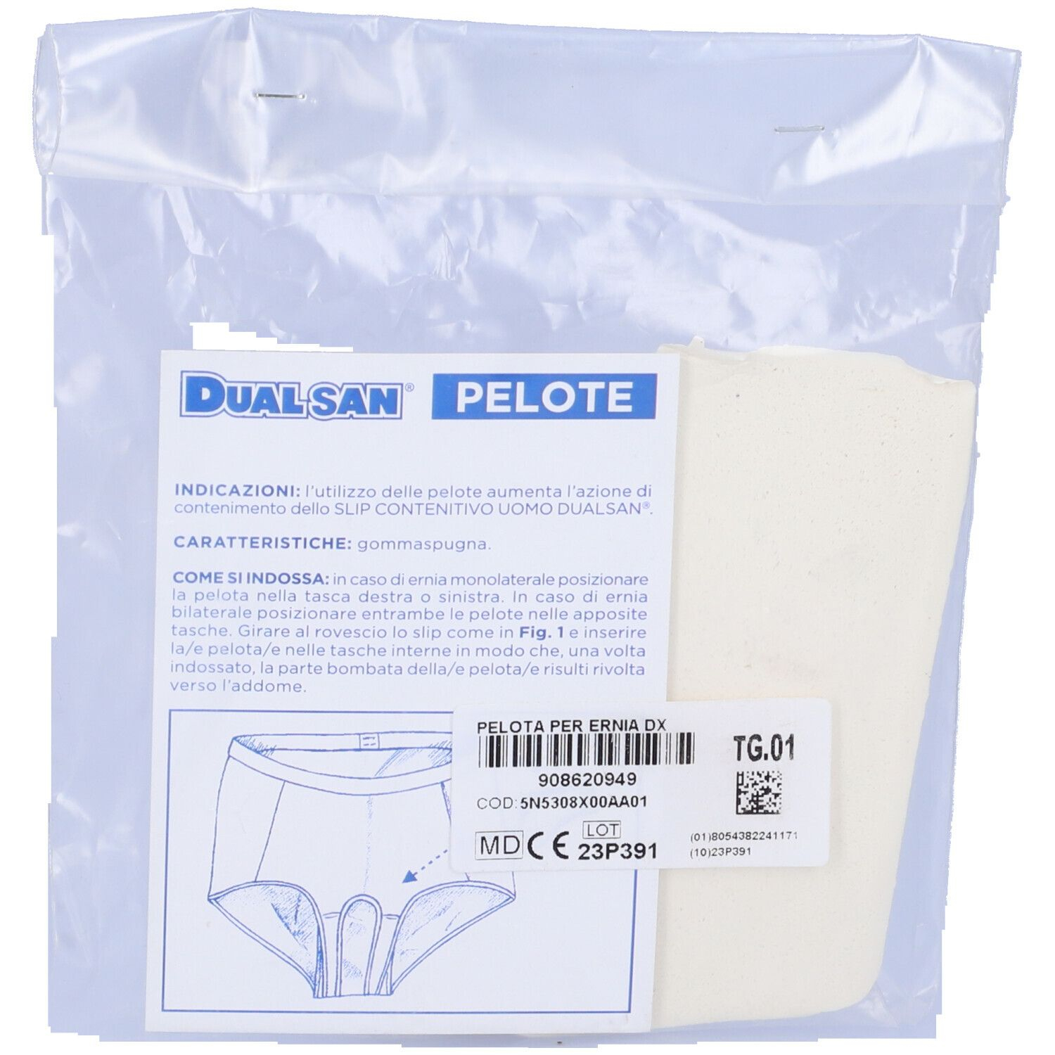 Dualsan Pelota Cuscinetto Per Contenimento Ernia Destro