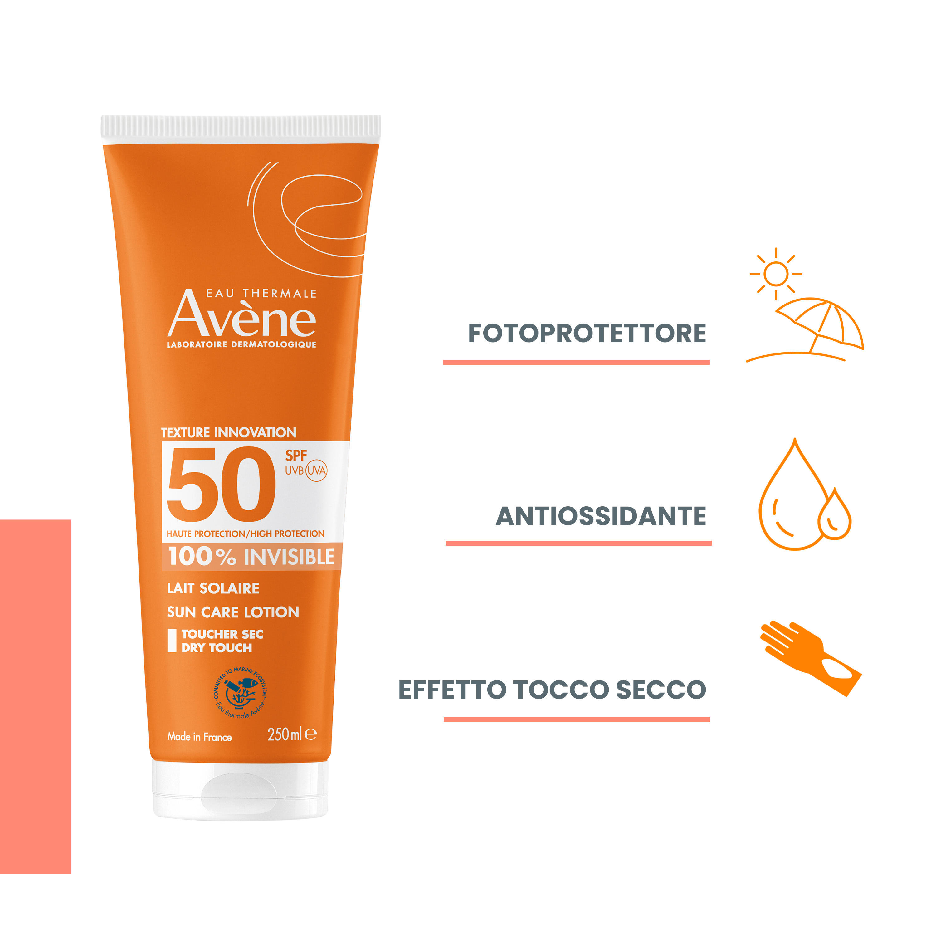 Avène Latte Solare SPF50 - Protezione Solare  Invisibile Alta 250 ml