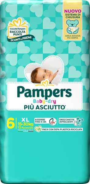 PAMPERS BABY DRY tradizionale Taglia 6-XL (15 - 30kg) 13PZ PAMPERS BABY DRY tradizionale Taglia 6-XL (15 - 30kg) 13PZ