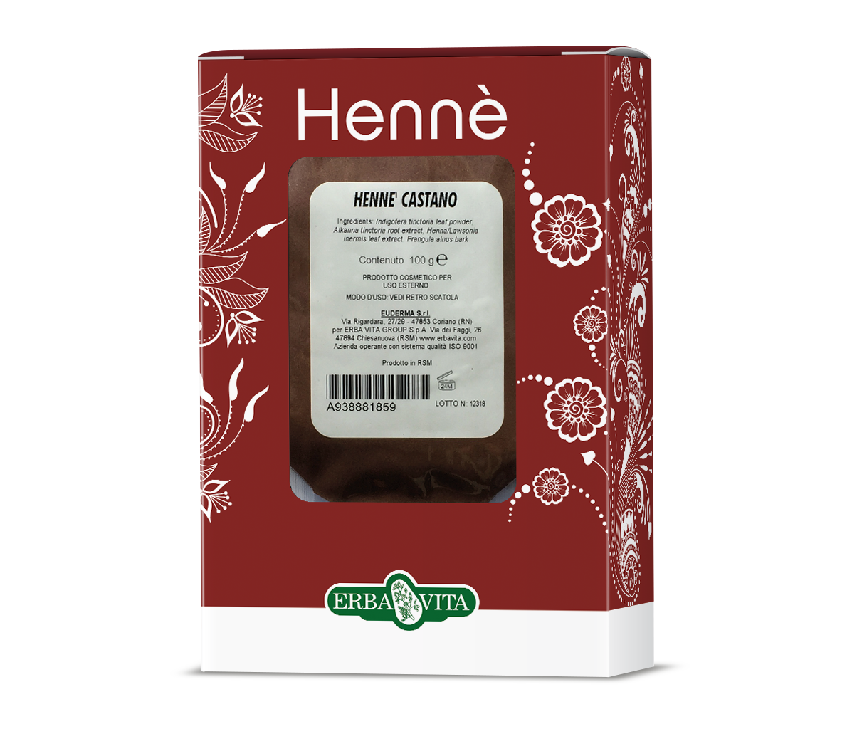 Erba Vita Hennè Color Cap Castano Tintura Per Capelli 100 g Erba Vita Hennè Color Cap Castano Tintura Per Capelli 100 g