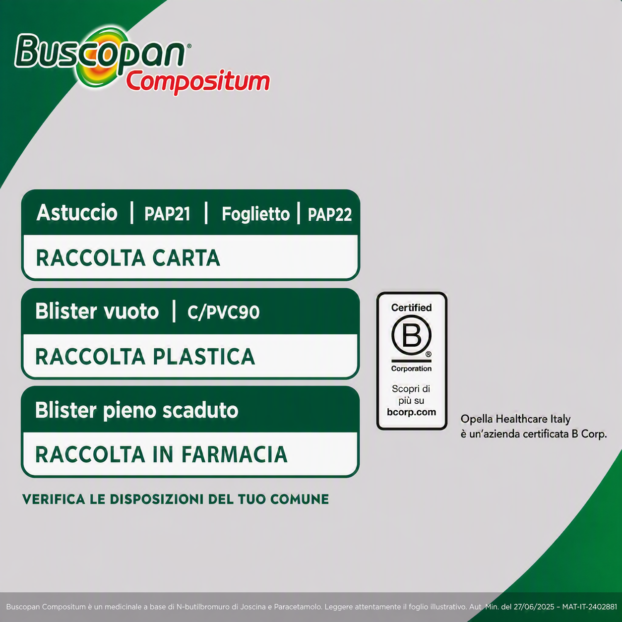 Buscopan Compositum 10 mg + 500 mg - 20 Compresse Rivestite Contro Dolori Forti E Crampi Addominali