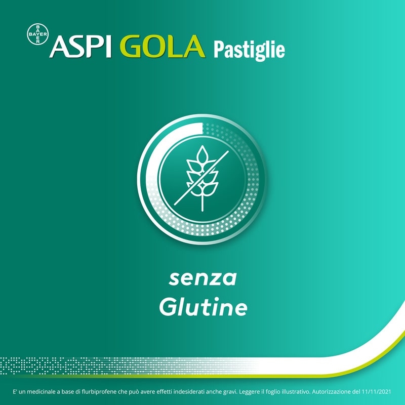 Aspi Gola Pastiglie per la gola infiammata, con 8,75 mg di Flurbiprofene, contro Faringite e Mal di gola, Gusto Limone e Miele 16 Pastiglie Orosolubili Aspi Gola Pastiglie per la gola infiammata, con 8,75 mg di Flurbiprofene, contro Faringite e Mal di gola, Gusto Limone e Miele 16 Pastiglie Orosolubili
