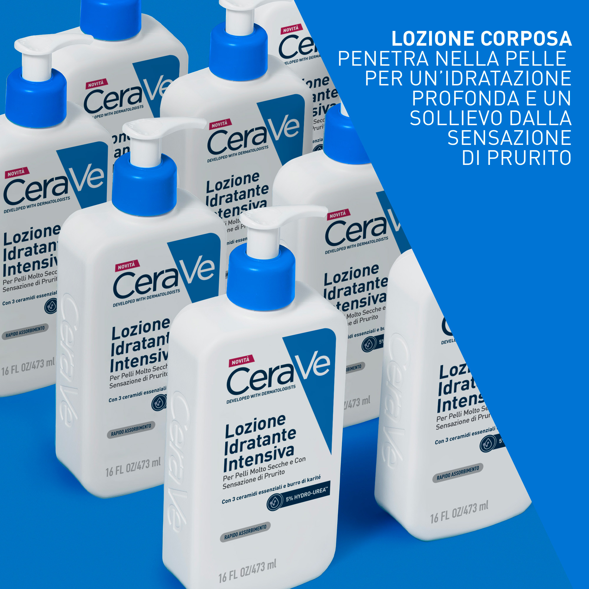 CeraVe Lozione Idratante Intensiva per Pelle Secca e Molto Secca con Sensazione di Prurito, con Hydro-Urea e Burro di Karité, idrata intensamente la pelle e da sollievo immediato alla sensazione di prurito, 473 ml