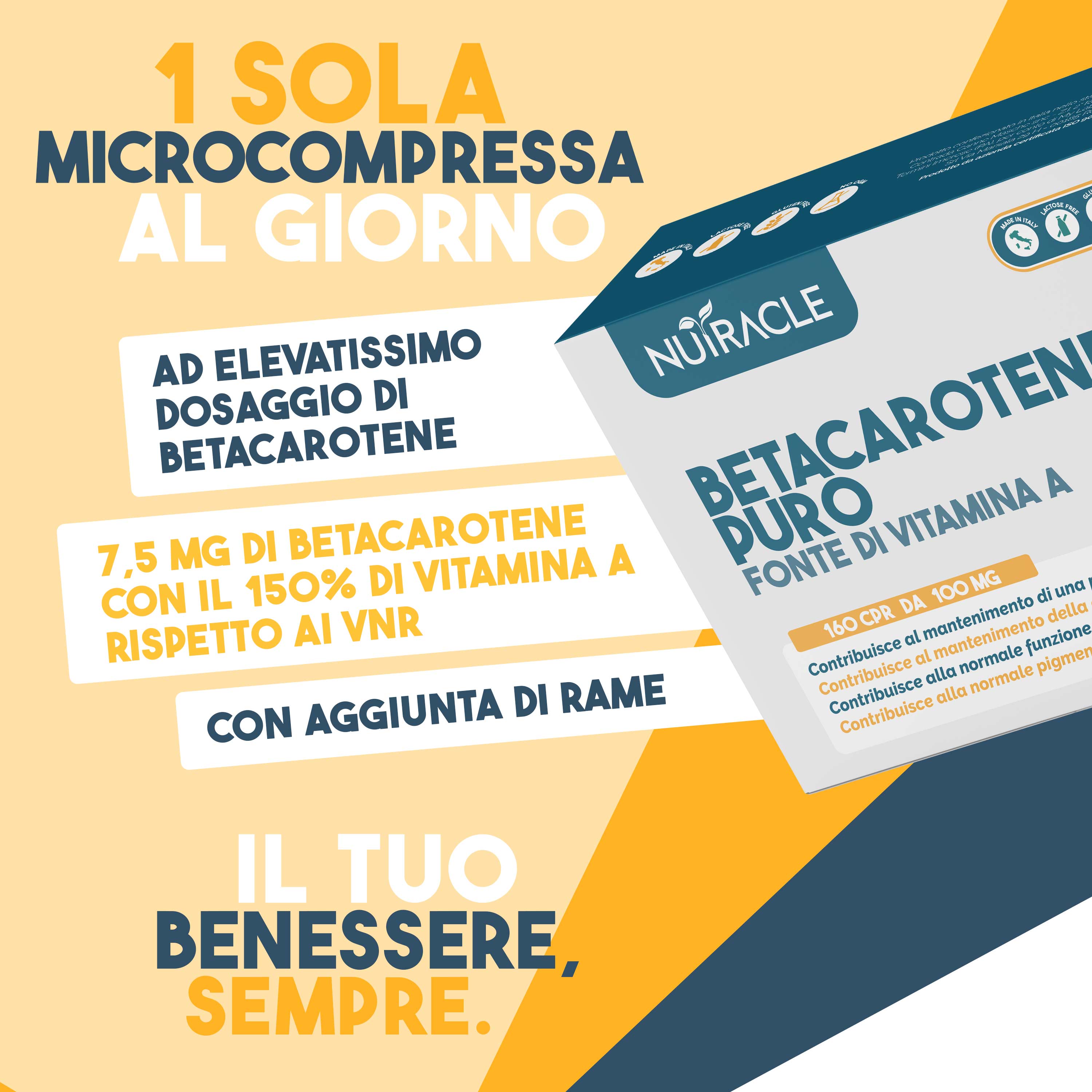 Nutracle Betacarotene Puro 160 Micro-Compresse - Integratore Per La Pelle