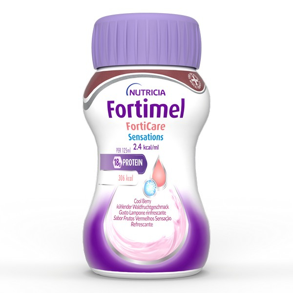 Nutricia Fortimel Forticare Sensations, Lampone Rinfrescante, Ipercalorico e Iperproteico, 4x125ml