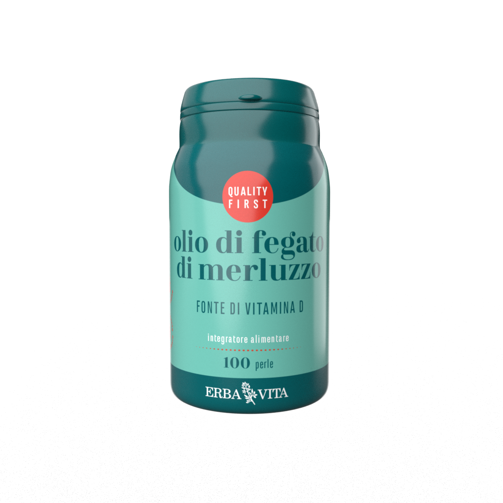 Erba Vita Olio di Fegato Di Merluzzo Integratore Ossa 100 Perle