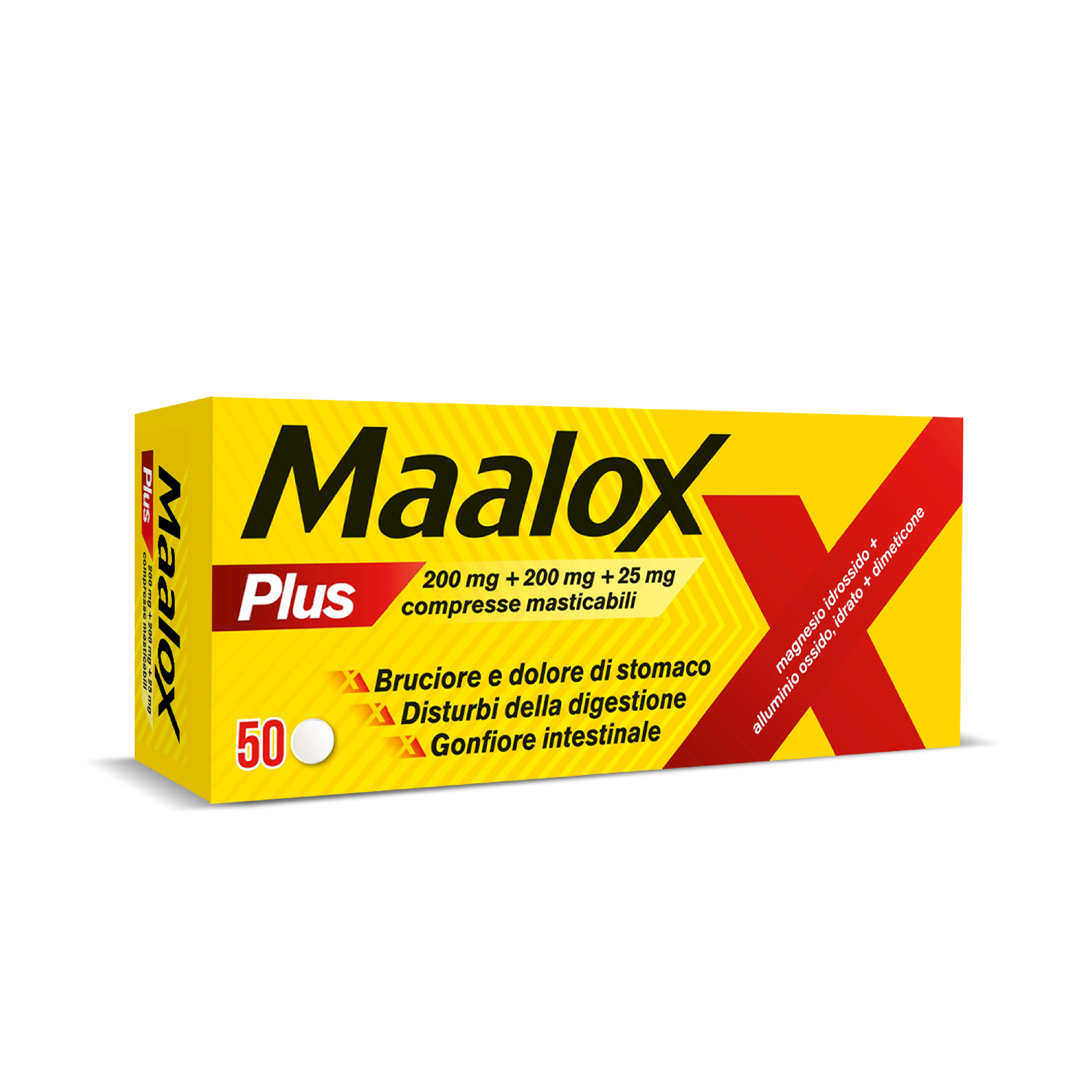 Maalox Plus azione rapida contro bruciore e acidità di stomaco, 50 cpr Maalox Plus azione rapida contro bruciore e acidità di stomaco, 50 cpr