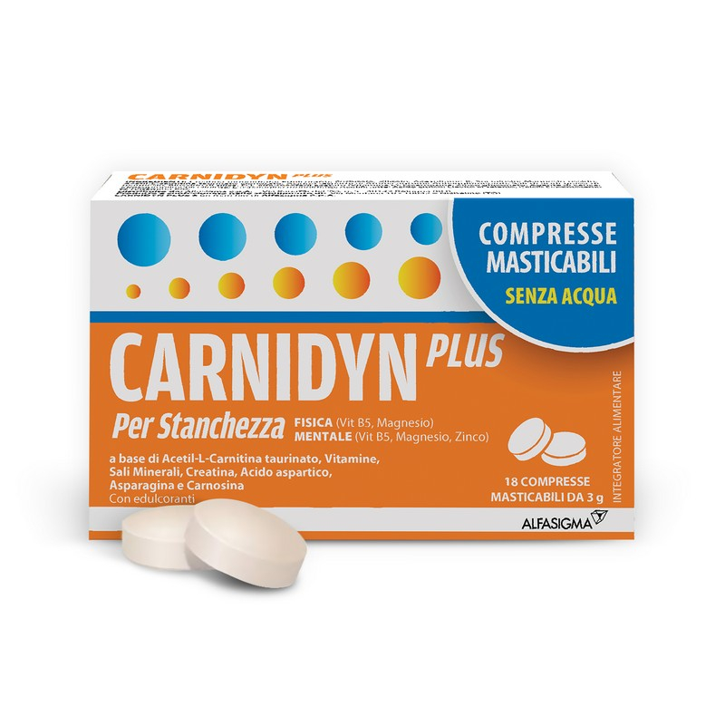 Carnidyn plus integratore energetico con carnitina 18 compresse masticabili