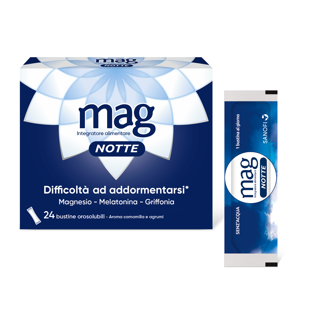 Mag Notte 24 Bustine - Integratore Con Melatonina, Magnesio E Griffonia Per Favorire il Rilassamento E Il Sonno