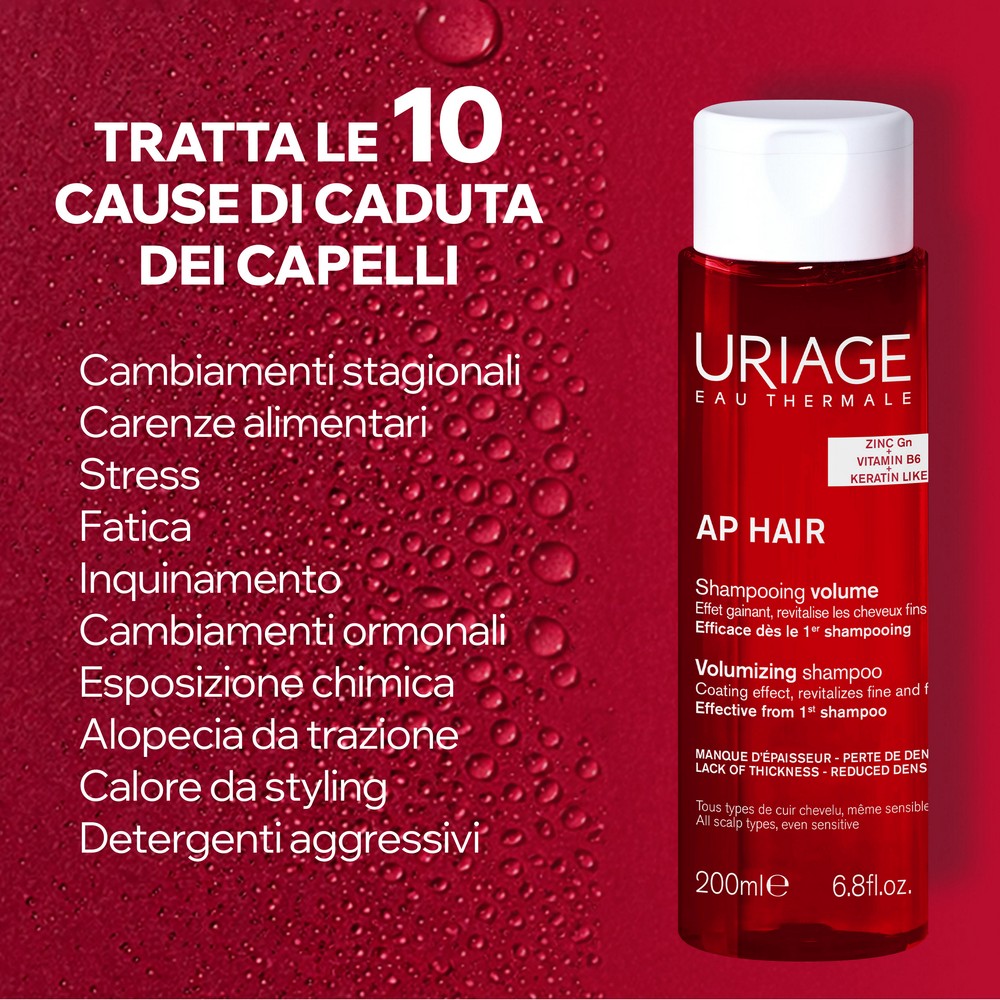 Uriage AP Hair - Shampoo Volumizzante Fortificante Per Capelli Fini E Diradati 200 ml