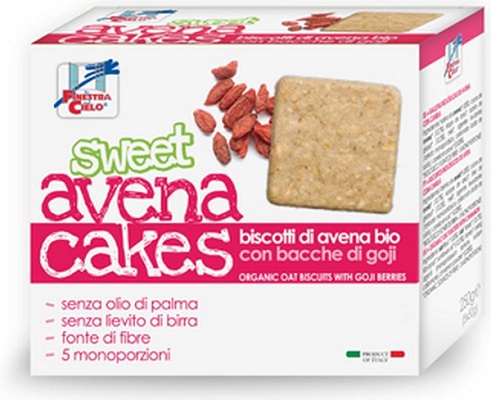 FSC SWEET AVENA CAKES BISCOTTI DI AVENA CON BACCHE DI GOJI BIO SENZA LIEVITO DI BIRRA SENZA LATTE CON OLIO DI GIRASOLE SENZA OLIO DI PALMA 250 G