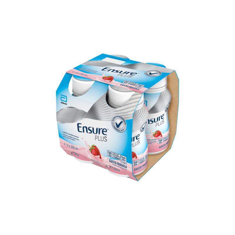 Ensure Plus Alimento a Fini Medici Speciali Ipercalorico Fragola 4x200ml