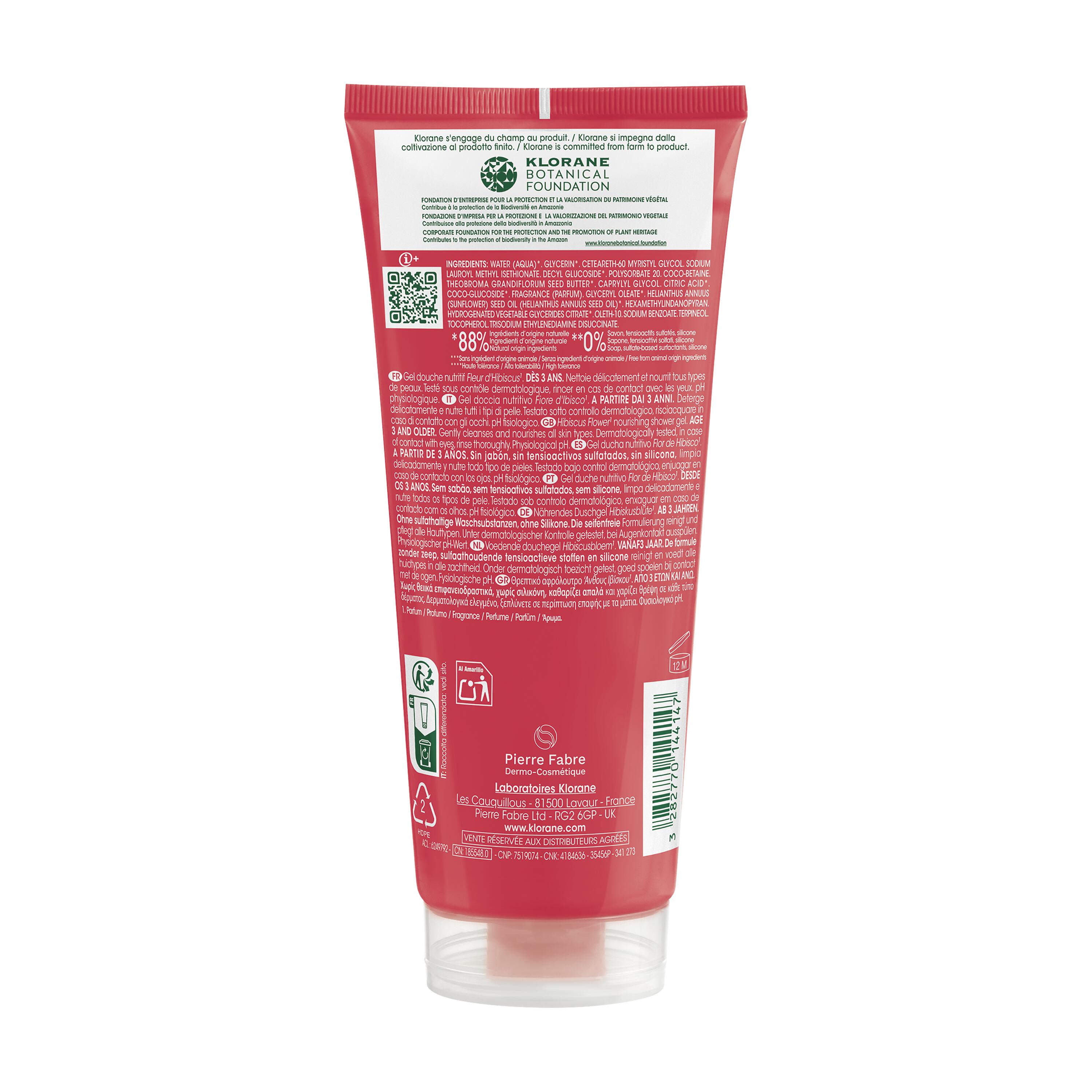 Klorane - Gel Doccia Nutritivo Al Profumo Fiore D'Ibisco Per Tutti I Tipi Di Pelle 200 ml