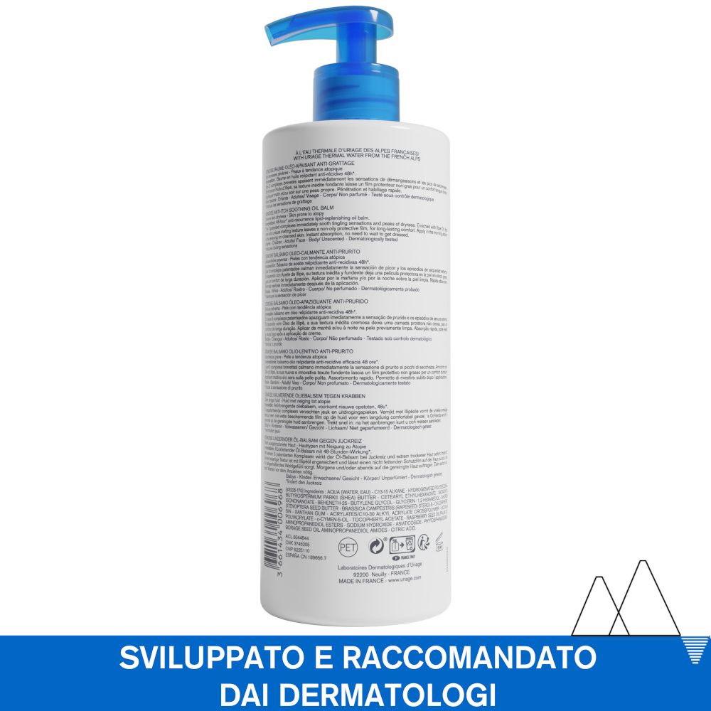 Uriage Xémose Balsamo-Olio Lenitivo Anti-prurito per pelle secca a tendenza atopica di viso e corpo che lenisce dalla prima applicazione 500 ml Uriage Xémose Balsamo-Olio Lenitivo Anti-prurito per pelle secca a tendenza atopica di viso e corpo che lenisce dalla prima applicazione 500 ml