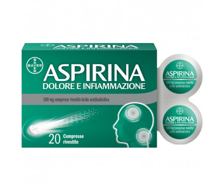 Aspirina Dolore e Infiammazione, Antidolorifico e Antinfiammatorio, contro Dolori Muscolari e Articolari, Cervicale, Mal di Testa, Mal di Schiena, 20 Compresse Rivestite Aspirina Dolore e Infiammazione, Antidolorifico e Antinfiammatorio, contro Dolori Muscolari e Articolari, Cervicale, Mal di Testa, Mal di Schiena, 20 Compresse Rivestite