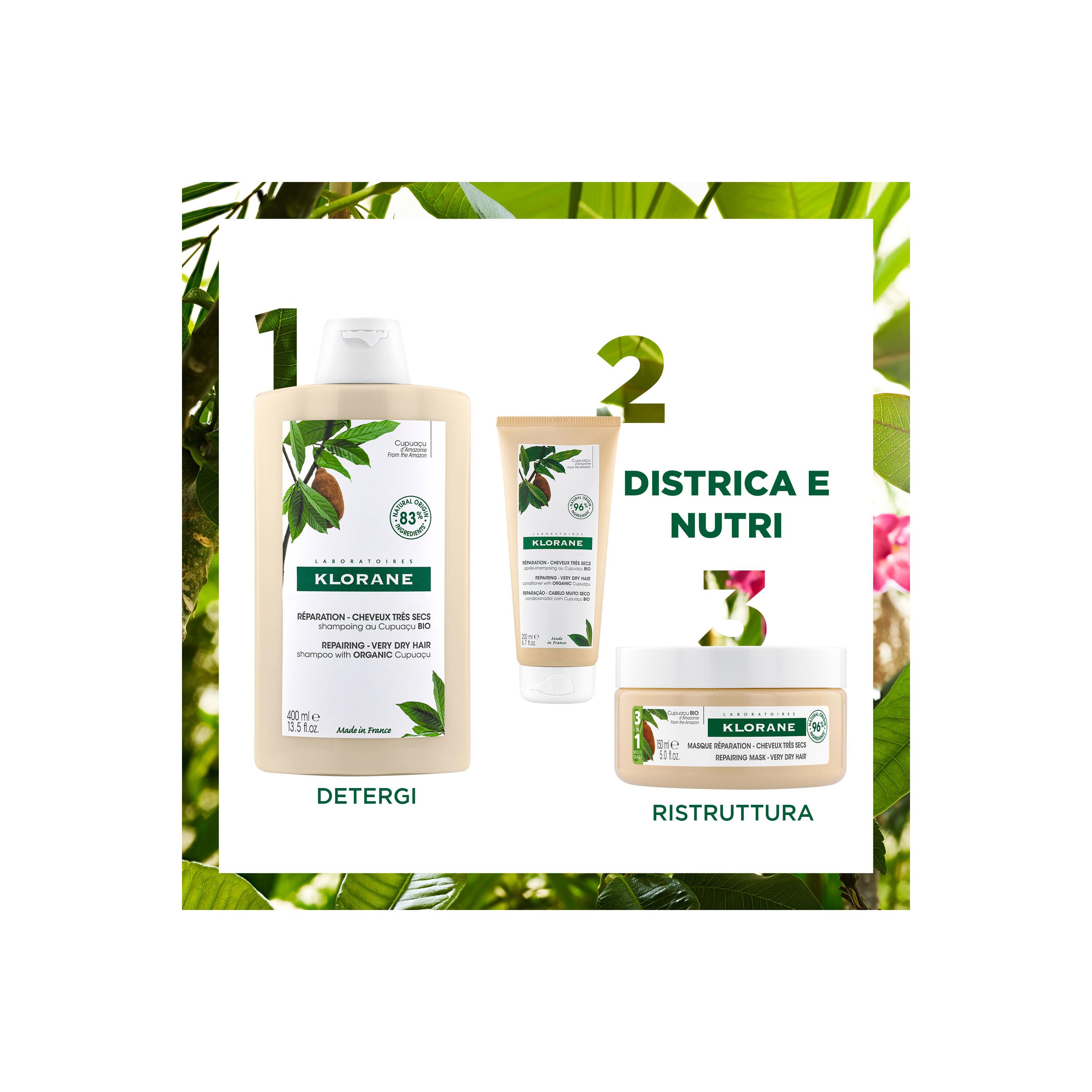 Klorane - Maschera 3 In 1 Per Capelli Al Cupuaçu Bio 150 ml