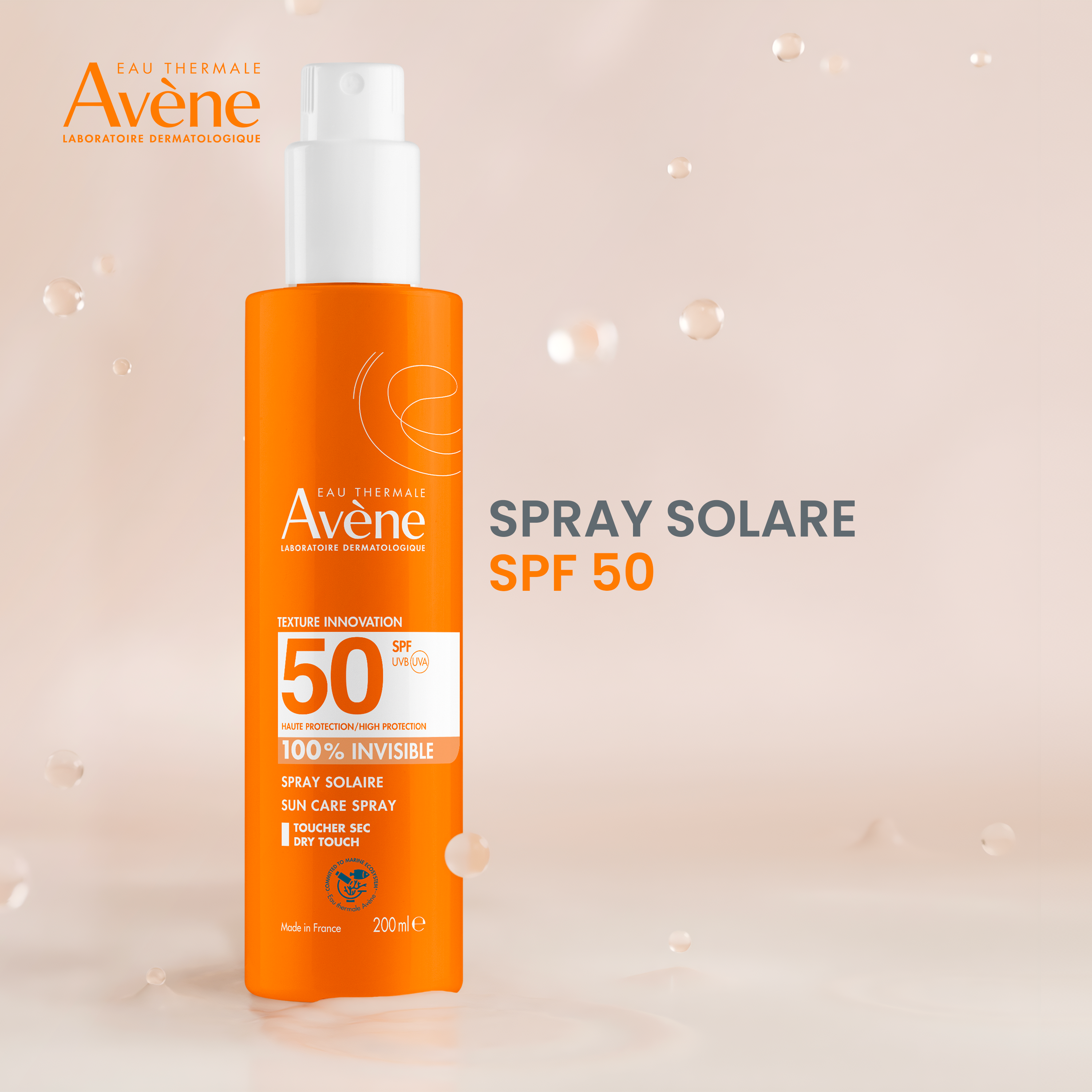 Avène Spray Solare SPF50 - Protezione Solare Alta Invisibile Viso E Corpo 200 ml