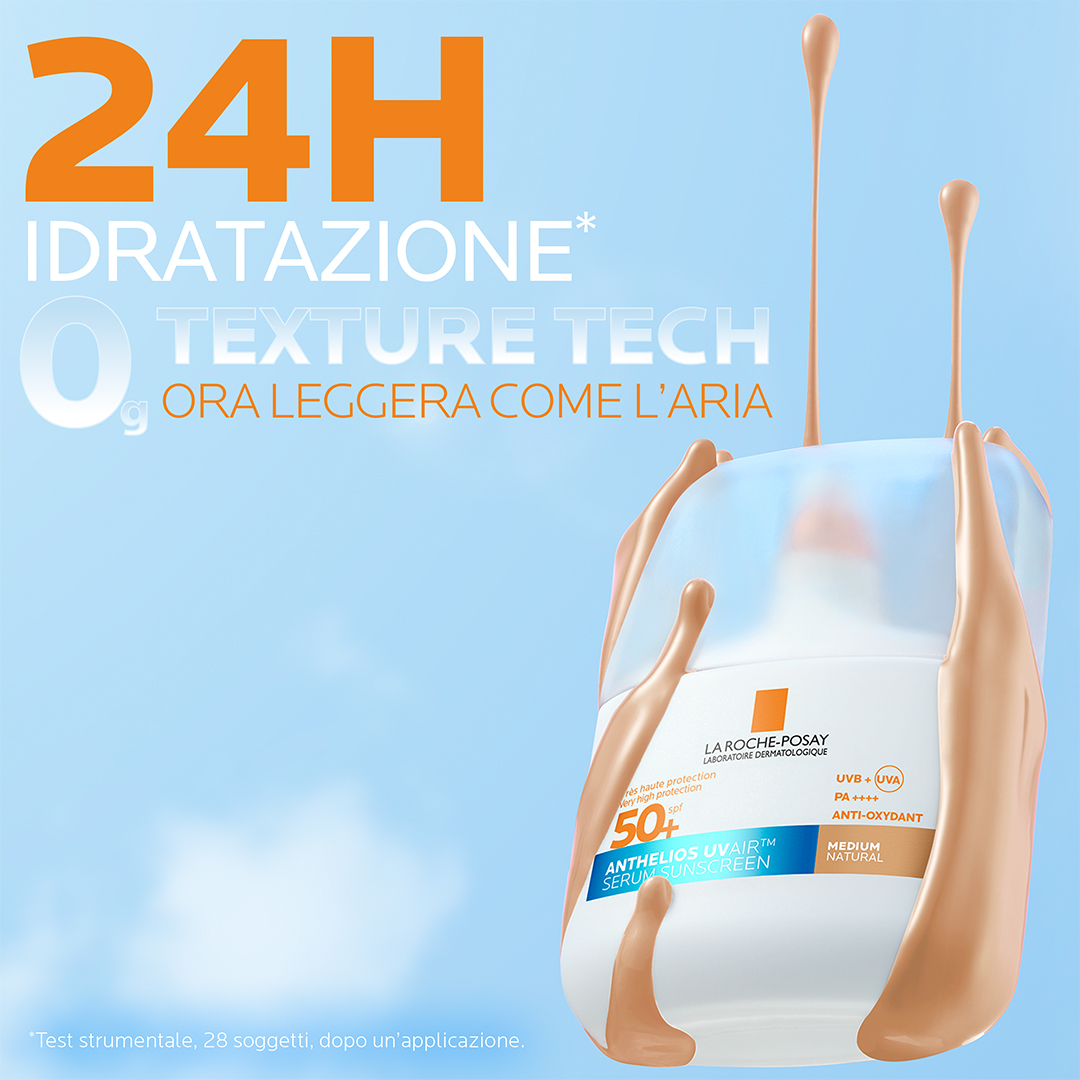 La Roche-Posay - Anthelios Uvair Serum Sunscreen SPF50+ Viso 50 ml - Tonalità Media